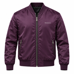Blouson Bomber Zippé en Tissu de Haute Qualité Couleur Violet Uni pour l'Hiver et les Activités de Plein Air avec Col Montant – Blouson Bomber Homme OEM - Product Image 2