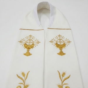 Estola de clérigo blanca bordada, vestimenta litúrgica cristiana para sacerdote, escapulario de tela personalizado para iglesia - Product Image 4