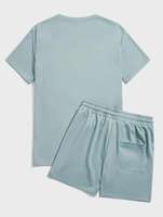 Conjunto Deportivo Informal de Dos Piezas con Logotipo Privado Personalizado, Camiseta y Pantalones Cortos de Alta Calidad 100% Algodón Suave para Hombre