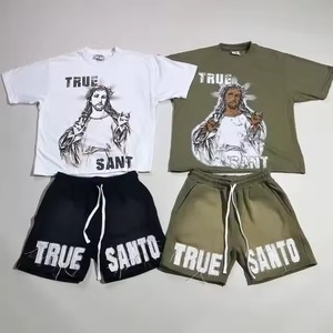 Ensemble short et t-shirt décontracté surdimensionné personnalisé avec logo DTG pour homme, été, 100% coton, t-shirts et shorts tendance, ensemble 2 pièces pour homme - Product Image 5