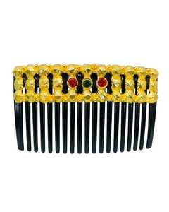 Peigne à cheveux en alliage plaqué or, imprimé vintage, léger, accessoire de mode, 13 cm, pour mariage et fête, modèle B-0002, Créations Naykk - Product Image 2
