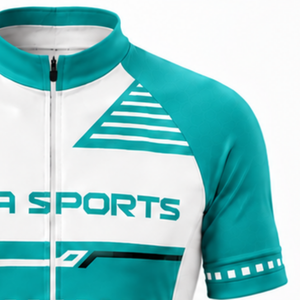 Ensemble maillot et short de cyclisme blanc turquoise, manches courtes, fermeture éclair intégrale, respirant, rembourré, pour équipe de course cycliste, entraînement, performance sportive - Product Image 6