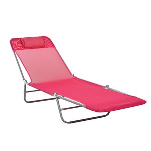 Sdraio Pieghevole da Esterno con Seduta e Poggiatesta in Rete Traspirante per Prendere il Sole a Bordo Piscina - Product Image 1