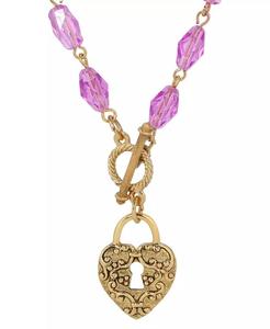 Collana con Ciondolo a Cuore in Filigrana e Perline Viola |   2028 - Product Image 2