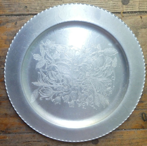 Plato de Servir de Aluminio con Grabado de Flores Plateadas, Plato de Acero Inoxidable para Servir Comida, Plato para Cena, Gran Venta - Product Image 2