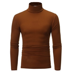 <b>Men's</b> White <b>Turtleneck</b> Long Sleeve Slim Fit Pullover Knitted Cotton Spandex Casual Autumn Wear Breathable Solid Color <b>Top</b> - Product Image 5