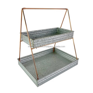 High Quality Galvanized Metal 2 Tiered Stand resin epoxy mold Handle and <b>wooden</b> base for Bar Party <b>Birthday</b> Celebration - Product Image 3