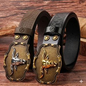 <b>Tooled</b> leather belt vintage <b>engraved</b> design floral artwork rustic western style waist strap casual fashion accessory unisex - Product Image 3