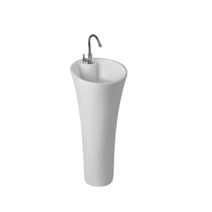 Lavabo en céramique moderne avec piédestal et support, lavabo pour les pieds de salon, facile à installer - Product Image 4