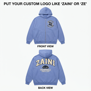 Sweat à capuche zippé pour homme 350g en coton/polyester tissé avec polaire brossée, couleur pétrole, logo brodé chenille personnalisé sur le devant, hiver - Product Image 1