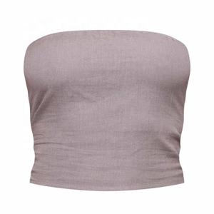 Débardeurs tube en jersey 100 % coton respirant pour femmes, style bandeau, décontractés, sans bretelles, courts, pour l'été, vente en gros - Product Image 3
