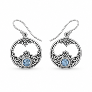 Boucles d'oreilles fines en argent sterling 925 avec topaze bleue naturelle facettée BER-36, fabrication OEM ODM sur mesure, marque privée, bijoux indiens pour femmes - Product Image 1