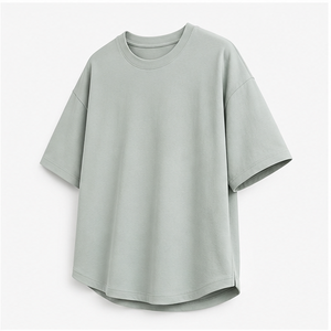 Custom Mint Grey Organic Cotton Curved Hem <b>Mens</b> Oversized Short Sleeve T-Shirt MTS-OVR-0015 - Product Image 3
