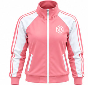 <b>Women's</b> Pink Color 100% Cotton Quick Dry Windproof Lightweight Breathable Winter Casual Tracksuit Set Long Sleeve Zip <b>Jacket</b> - Product Image 3