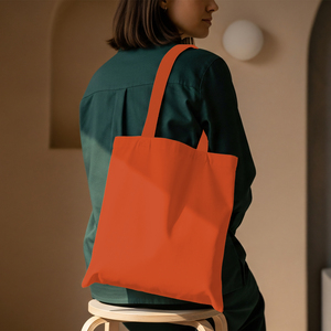 Nouveauté : Sac de courses en toile 100 % coton recyclé, couleur unie, style portatif, pour le marché, fabriqué en Inde. - Product Image 1