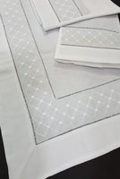 Mantel bordado de exportación europea, textil transpirable de microfibra para el hogar, patrón teñido de hilo tejido, pedidos a granel, Bienvenido