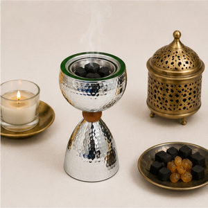 Luxury Hammered Metal Bakhoor Burner Silver Stainless Steel Arabic Mabkhara Oud Incense Holder for Ramadan Home <b>Decor</b> - Product Image 2