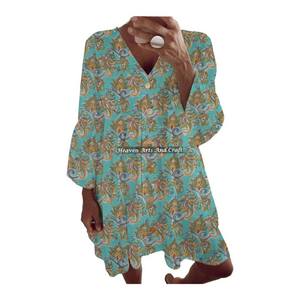 Haut/Robe d'été en coton imprimé à la main, motif floral, pour femme, en pur coton indien - Product Image 1