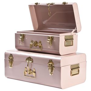 Caja de almacenamiento tipo baúl, caja decorativa para guardar objetos, baúl metálico de estilo vintage, organizador de maletas, caja de almacenamiento de lujo. - Product Image 4