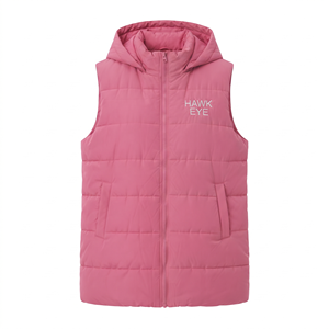 Gilet matelassé oversize pour femme, sans manches, à capuche, zippé, chaud, avec poches, pour l'hiver, vente en gros, extérieur - Product Image 4