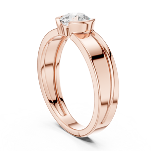 Rose Gold Lab Grown Diamond Solitaire Ring for Women, Round Cut Wide Band Engagement Ring, Modern Fine Jewelry <b>Gift</b> - Product Image 3