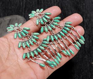 Best Price Light Weight Girls & Women Stone <b>Dangle</b> <b>Earrings</b> Turquoise Round <b>Silver</b> Drop <b>Dangle</b> <b>Earring</b> Turquoise <b>Earrings</b> - Product Image 1