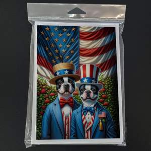 All American Boston Terrier Whimsical A7 Paquete de tarjetas de felicitación 8 Tarjetas de notas en blanco con sobres Tamaño 5x7 - Product Image 3