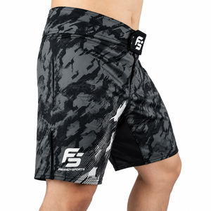 Shorts MMA pour hommes, imprimé camouflage noir, coupe classique, évacuation de l'humidité, séchage rapide, respirant, écologique, qualité supérieure, coutures invisibles - Product Image 2