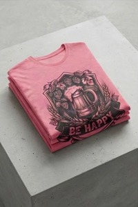 Men's Casual T-Shirt Short Sleeve O-Neck Printed Beer Design Regular <b>Fit</b> Polyester Jersey Front Logo Breathable 260g - Product Image 5