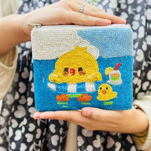 กระเป๋าใส่เหรียญทำมือเนื้อนุ่มพร้อมงานปัก กระเป๋าใส่เหรียญลูกปัดขนาดกะทัดรัดสำหรับเด็กผู้หญิง - Product Image 1