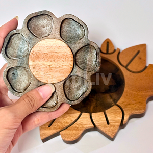 OEM Natural Eco Friendly Teak Wood Flower <b>Coaster</b> <b>Set</b> Sustainable Food Safe No Paint and Varnish Halal Customized Cup Mat Holder - Product Image 4