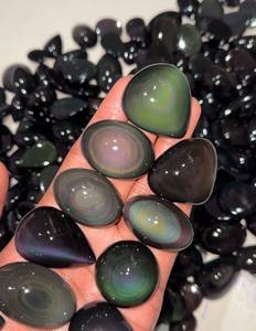 Cabochon en obsidienne arc-en-ciel naturelle de haute qualité, grade AAA, fait main, formes variées, pierre précieuse certifiée en vrac pour la fabrication de bijoux - Product Image 2