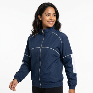 Chaqueta Bomber Deportiva Azul Marino para Hombre, Cuello Alto, Cierre de Cremallera Frontal, Resistente al Viento, Transpirable, Poliéster Ecológico, Ropa de Otoño - Product Image 3