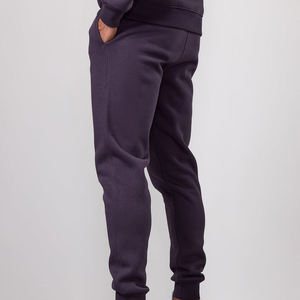 Herren Lila Kapuzen-Trainingsanzug Langarm Einfarbig Lässiges Jogging-Set 100% Baumwolle Mittelschwer Herbstbekleidung - Product Image 2