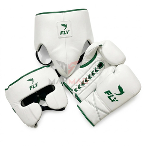 Best Selling 2026 Latest Trending Printed Design Fly Boxing Sparring Set 100% Original Leather Boxing Gloves Fly Sparring Kit - Product Image 3
