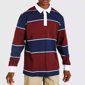 Camisas de polo de rugby clásicas para hombre, 100% algodón, manga larga, diseño a rayas, logotipo bordado, corte regular, con botones. - Product Image 6