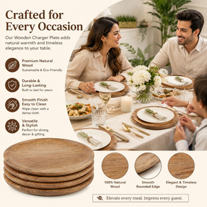 Ensemble de plateaux de service en bois d'acacia faits à la main – Assiettes rondes en bois pour servir les aliments, les collations, le fromage, les fruits et à la maison - Product Image 2