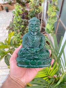 Hand Carved Fuchsite Buddha <b>Statue</b> Natural Green Gemstone Meditation Idol Spiritual Home Decor Wholesale Supplier - Product Image 1