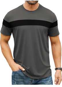 <b>Men's</b> Color Block Short Sleeve <b>T</b>-<b>Shirt</b> | Casual Crew Neck Horizontal <b>Stripe</b> Tee | Basic Summer Pullover <b>Shirt</b> - Product Image 4