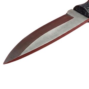 Couteau utilitaire artisanal en acier Damas avec manche personnalisé en bois Pakka rouge, lame fixe, couteau de cuisine pour trancher et travaux manuels, avec trou pour cordon - Product Image 5
