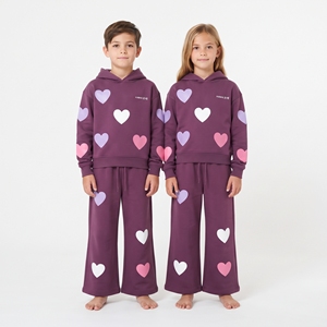 Conjunto Deportivo Unisex para Niños con Diseño de Corazón, Sudadera Personalizada para Niños y Niñas, Pantalones Deportivos, Ropa Deportiva, Ropa a Juego, Venta al por Mayor - Product Image 1