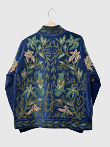 Veste en velours brodée de fleurs, col mandarin, manches longues, grande taille, vêtements d'automne pour femmes - Product Image 4