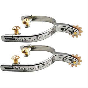 Espuelas de Acero Inoxidable para Caballo, Estilo Vaquero Occidental, Ajustables con Correa, Resistentes - Product Image 1