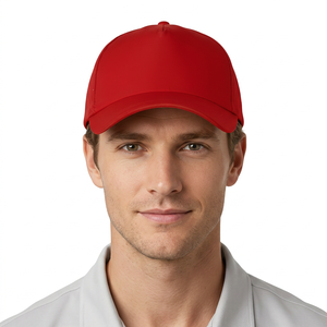 Casquette de baseball rouge à 6 panneaux, structurée, en sergé, unisexe, décontractée, pour adulte, couleur unie, à porter en toutes saisons - Product Image 2