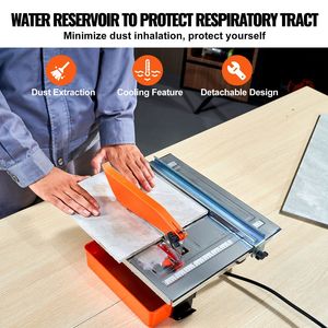 Scie à carreaux humide de 7 pouces Lame en acier 65Mn Réservoir d'eau à moteur à induction 3500 RPM Angle d'onglet 0-45 degrés pour couper les pierres de carreaux - Product Image 3