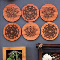 Ensemble de sous-verres en bois sur le thème de Harry Potter, tapis ronds de 8 mm d'épaisseur, réutilisables, pour protéger les tables lors du café, du thé et des boissons