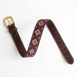 Genuine Leather Woven Pattern <b>Belt</b> for Men <b>Vintage</b> Brass Buckle Handmade Casual Jeans Waist <b>Belt</b> Brown Premium - Product Image 4