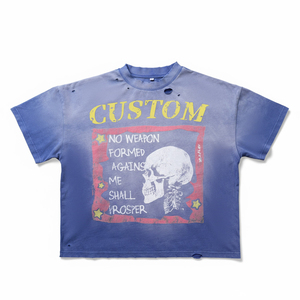 T-shirt personnalisé en gros, effet délavé soleil, sérigraphie, tissu de qualité supérieure, aspect délavé soleil premium pour streetwear décontracté - Product Image 1