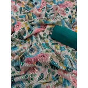 Saree de diseñador para mujer con juego de trabajo de bordado de secuencia - Product Image 3