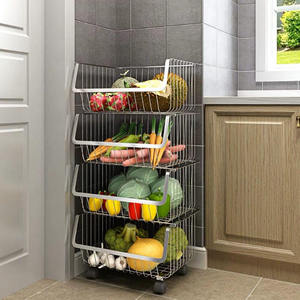 Panier de rangement en métal à 4 niveaux de haute qualité à prix avantageux pour la cuisine, conteneurs en maille polyvalents pour fruits et légumes - Product Image 4